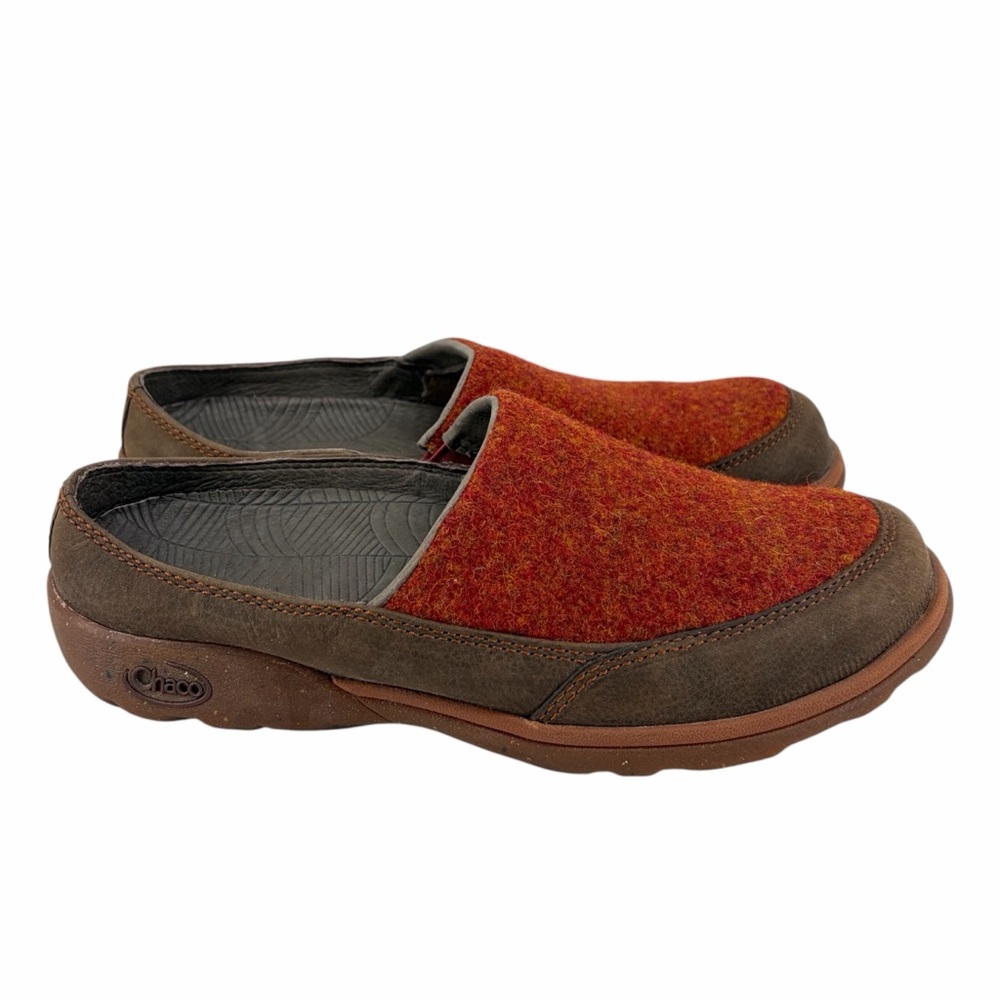 Chaco Wool Slip-On Shoes Brick Red Brown Comfort Loafers Size 7.5